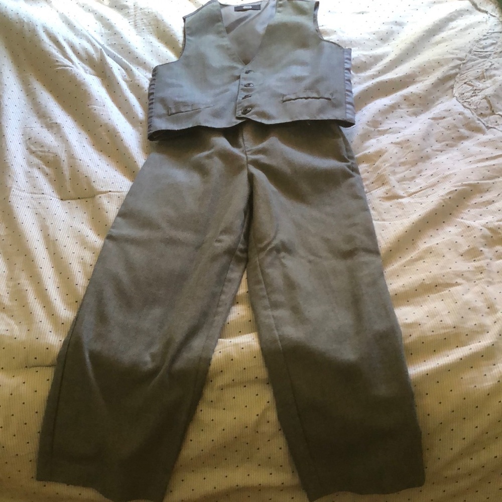 Gray cotton vest and dress pants